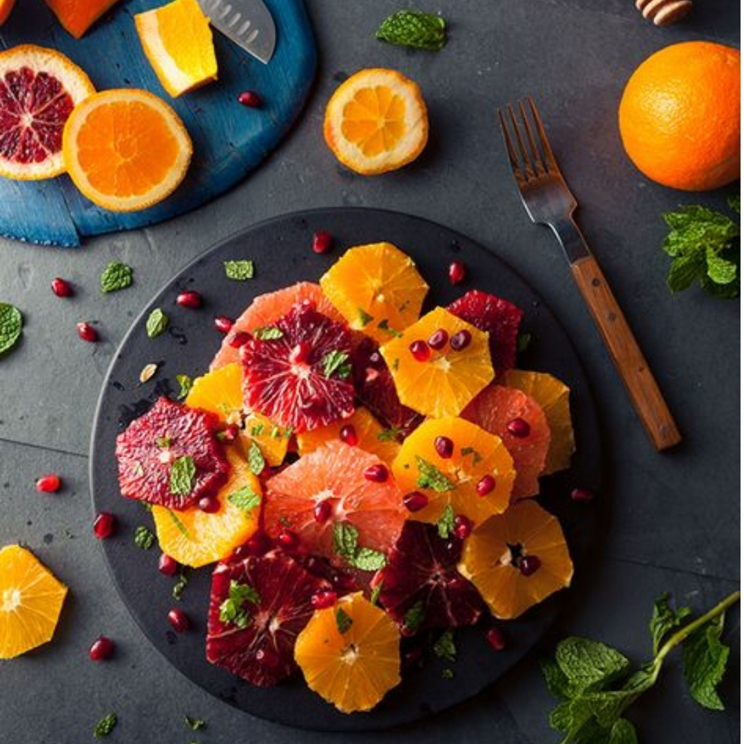 Un Tout en fraicheur avec ce dessert agrumes à la menthe.