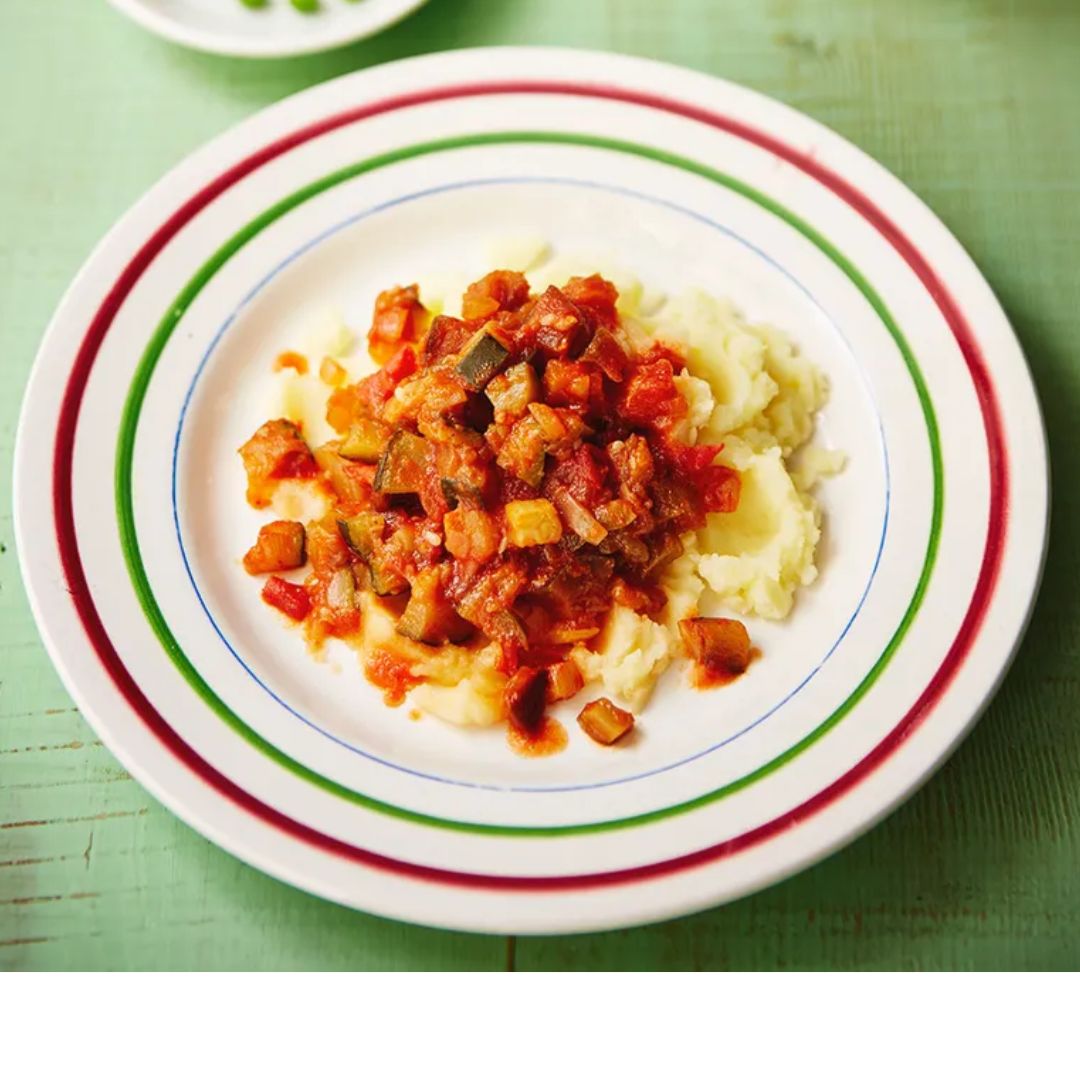 Ratatouille d'Helen avec purée de pommes de terre